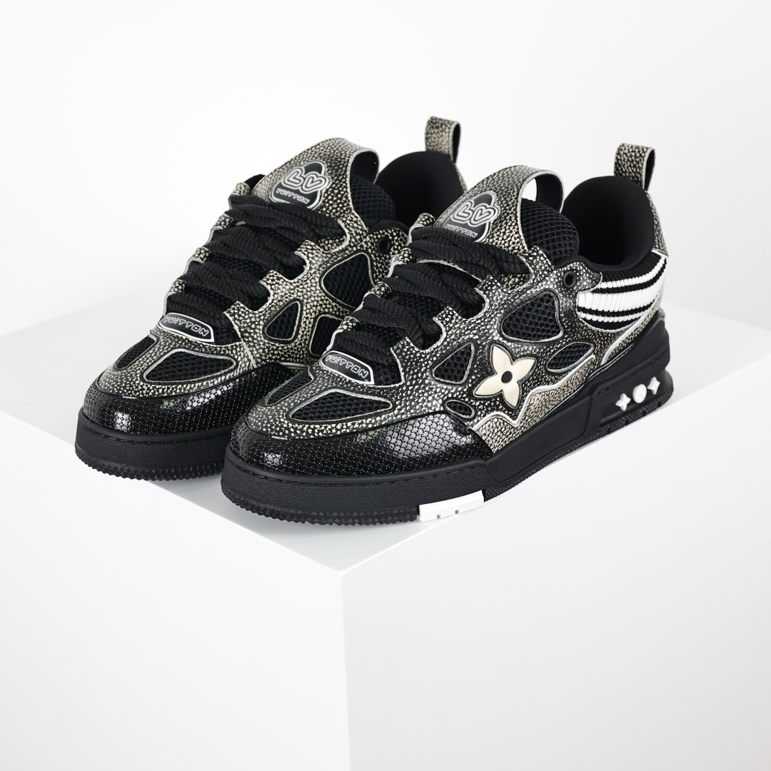 480 X1 东莞纯原 210个配色 市售顶级版本 驴家LV Trainer 原版完美楦型 东莞大厂出产 品控胜过市面百分之95 Skate系列 黑色