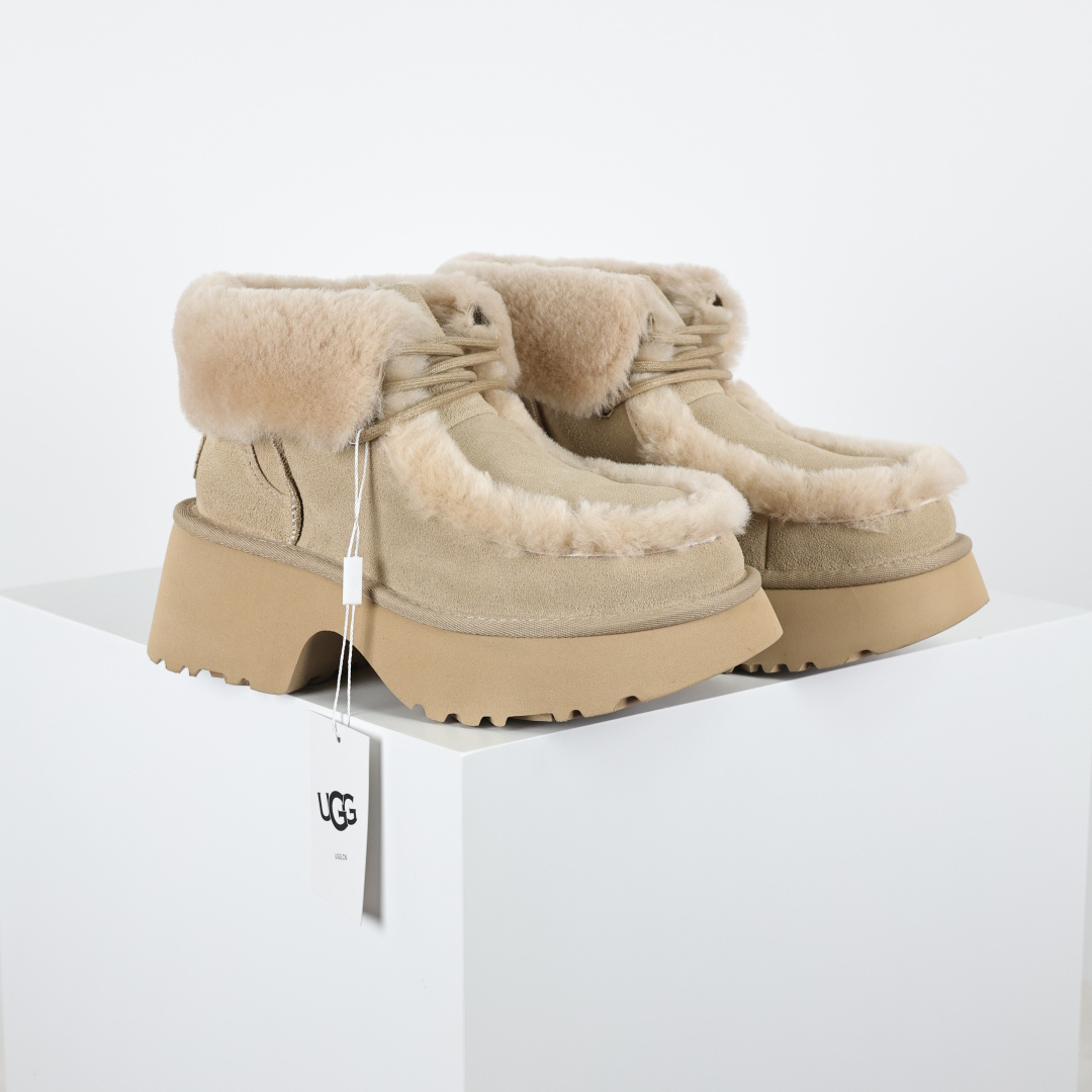 X1全网最齐ugg100个配色市面顶级版本 25新款UGG 埃斯米 6cm增高 牛剖层革 时尚舒适 及踝 雪地靴