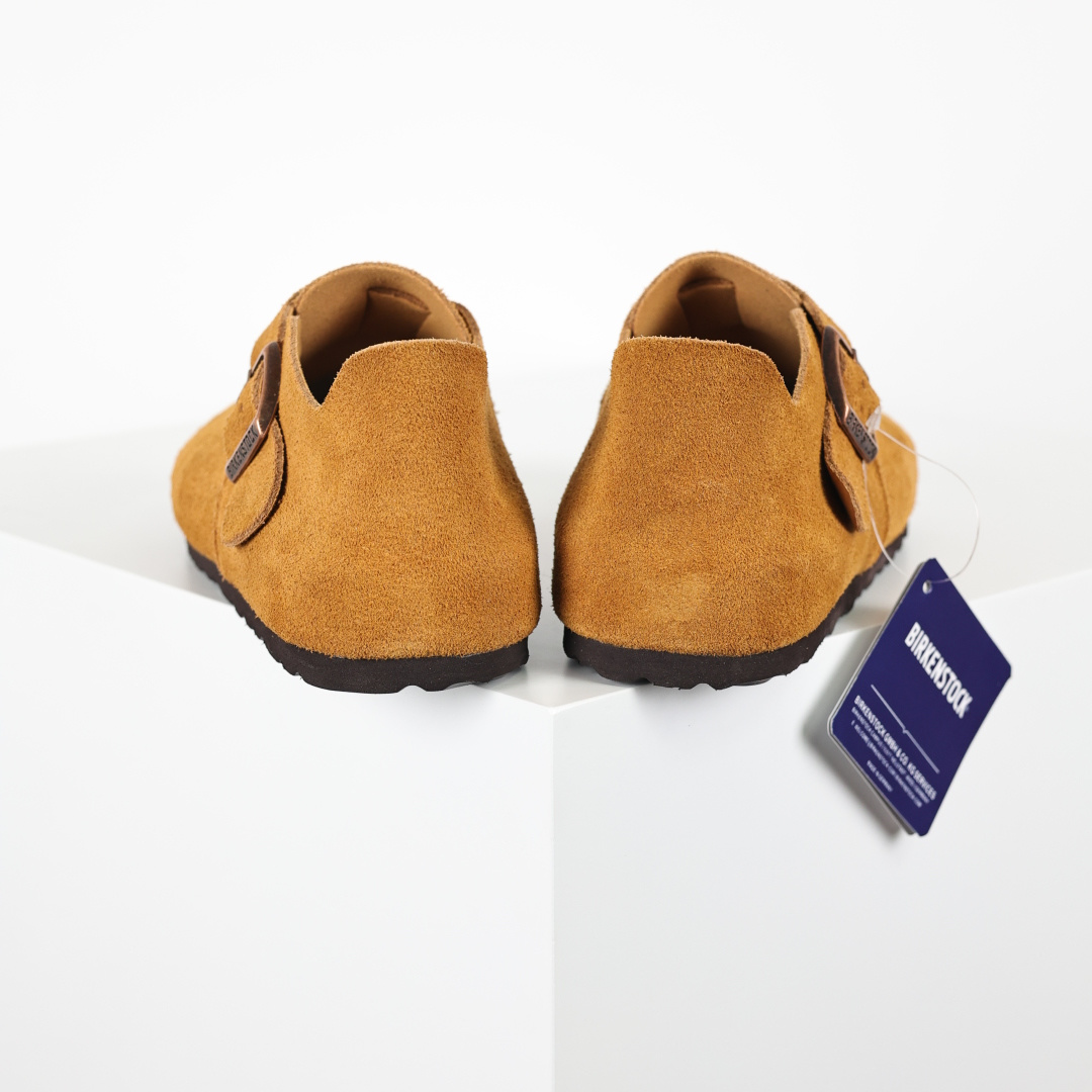 210 勃肯 懒人单鞋 博肯Birkenstock Birkenstock LondSuede Leather 伦敦系列包头平底复古软木底休闲拖鞋