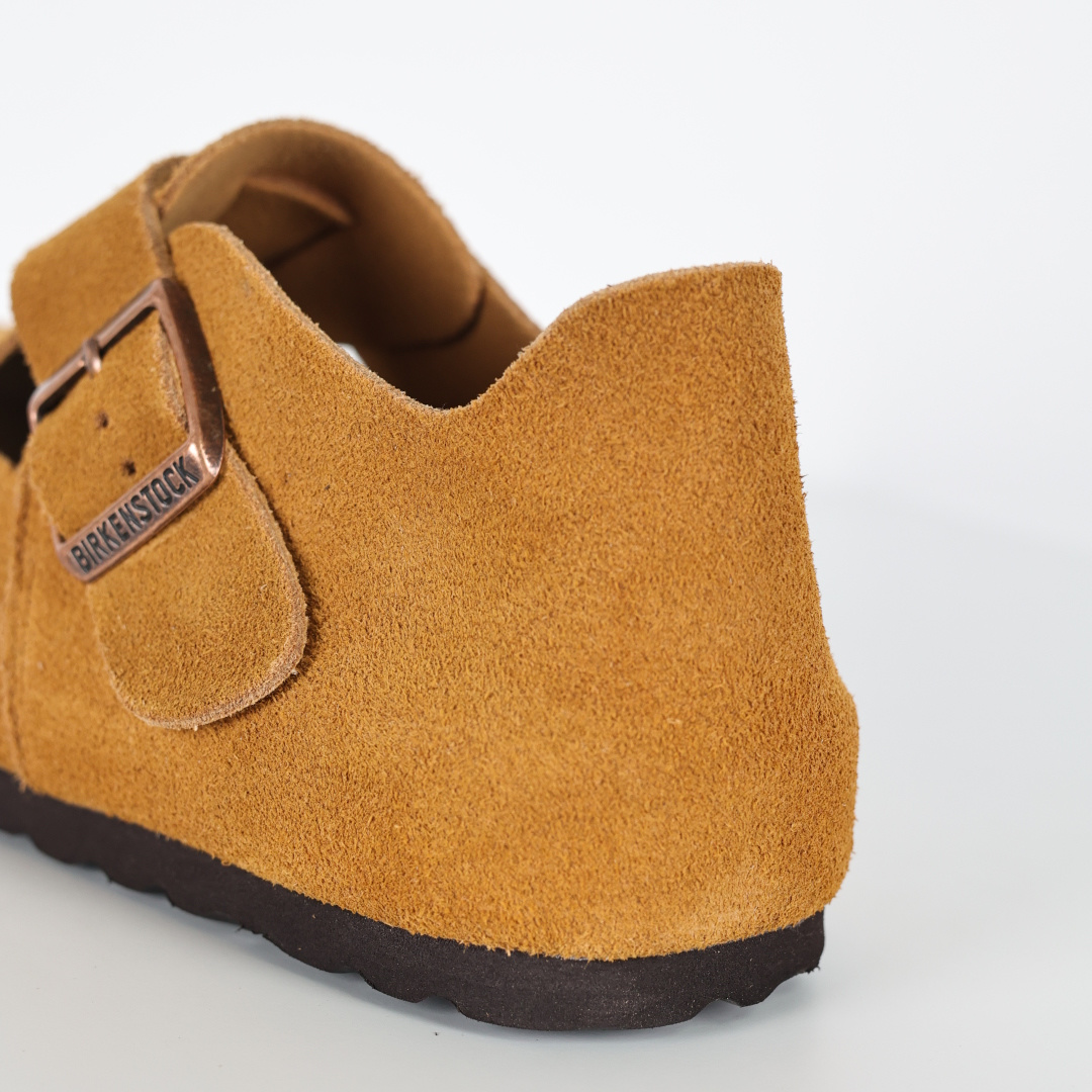 210 勃肯 懒人单鞋 博肯Birkenstock Birkenstock LondSuede Leather 伦敦系列包头平底复古软木底休闲拖鞋