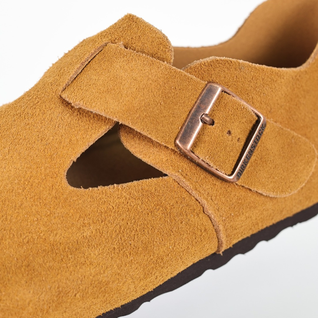 210 勃肯 懒人单鞋 博肯Birkenstock Birkenstock LondSuede Leather 伦敦系列包头平底复古软木底休闲拖鞋