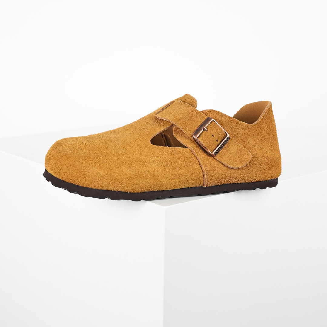 210 勃肯 懒人单鞋 博肯Birkenstock Birkenstock LondSuede Leather 伦敦系列包头平底复古软木底休闲拖鞋