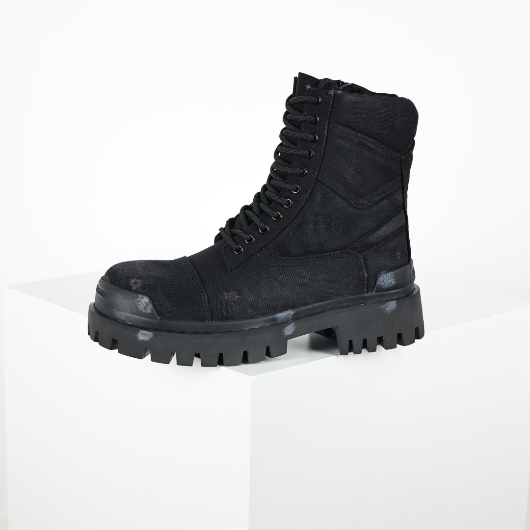 480 莞产纯原出品 巴黎世家Balenciaga Strike 厚底马丁靴休闲巴黎军靴 擦脏破布做旧款