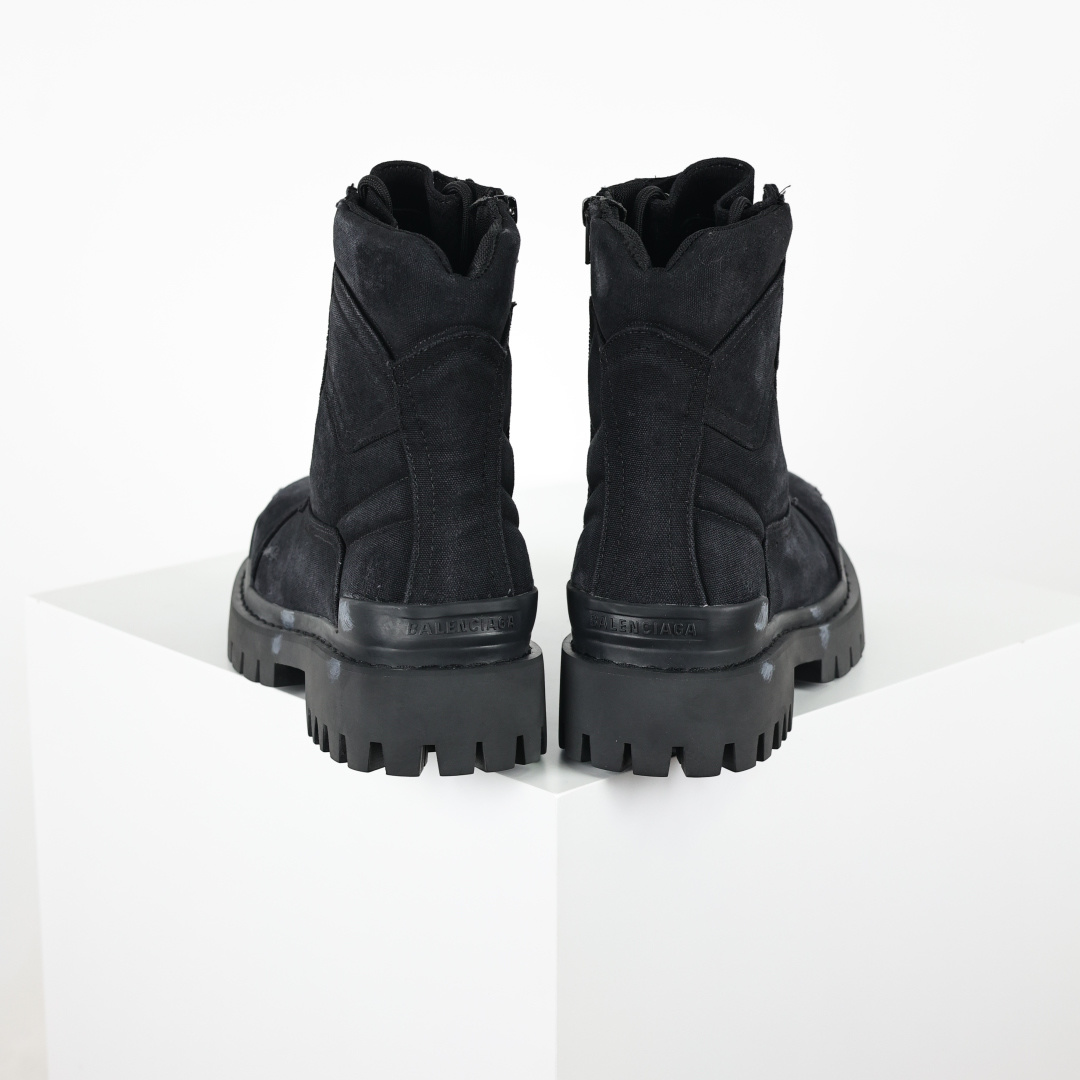 480 莞产纯原出品 巴黎世家Balenciaga Strike 厚底马丁靴休闲巴黎军靴 擦脏破布做旧款