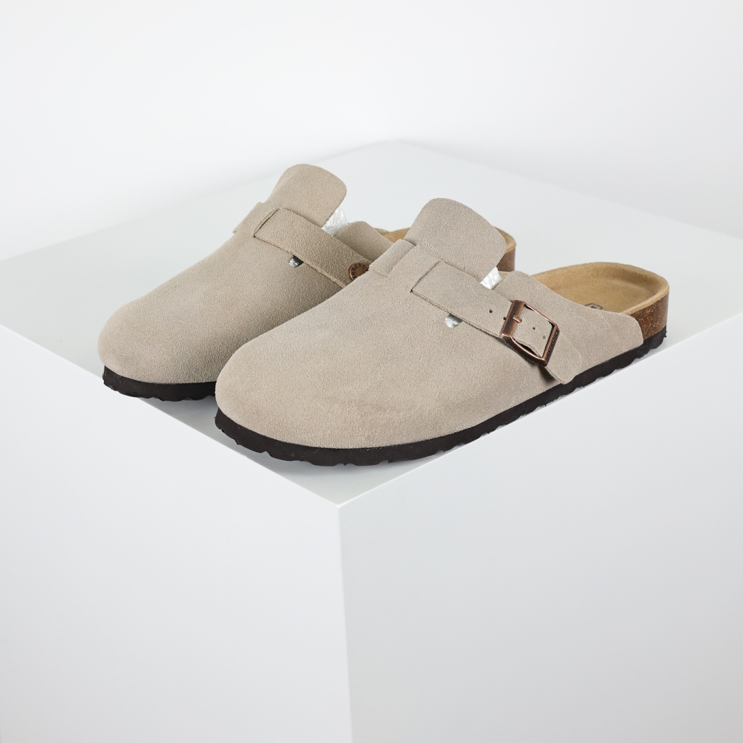 210 勃肯 懒人拖鞋 博肯Birkenstock Birkenstock London Suede Leather 伦敦系列包头平底复古软木底休闲拖鞋