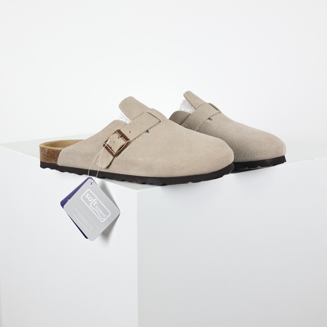 210 勃肯 懒人拖鞋 博肯Birkenstock Birkenstock London Suede Leather 伦敦系列包头平底复古软木底休闲拖鞋