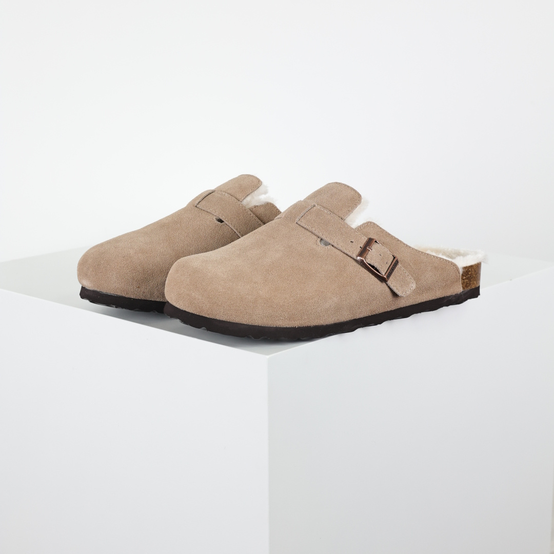 勃肯 加毛懒人拖鞋 博肯Birkenstock Birkenstock LondSuede Leather 伦敦系列包头平底复古软木底休闲拖鞋