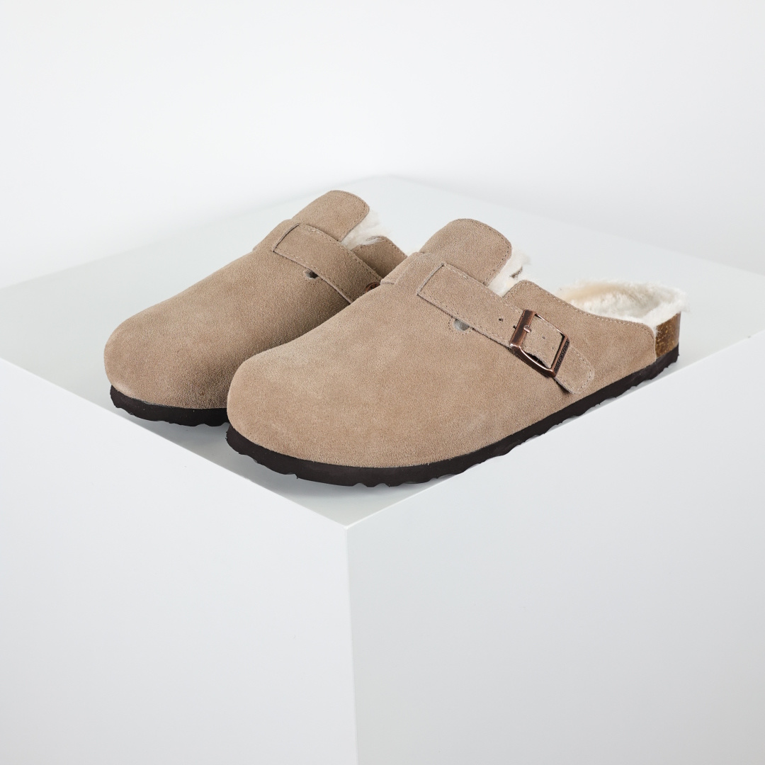勃肯 加毛懒人拖鞋 博肯Birkenstock Birkenstock LondSuede Leather 伦敦系列包头平底复古软木底休闲拖鞋