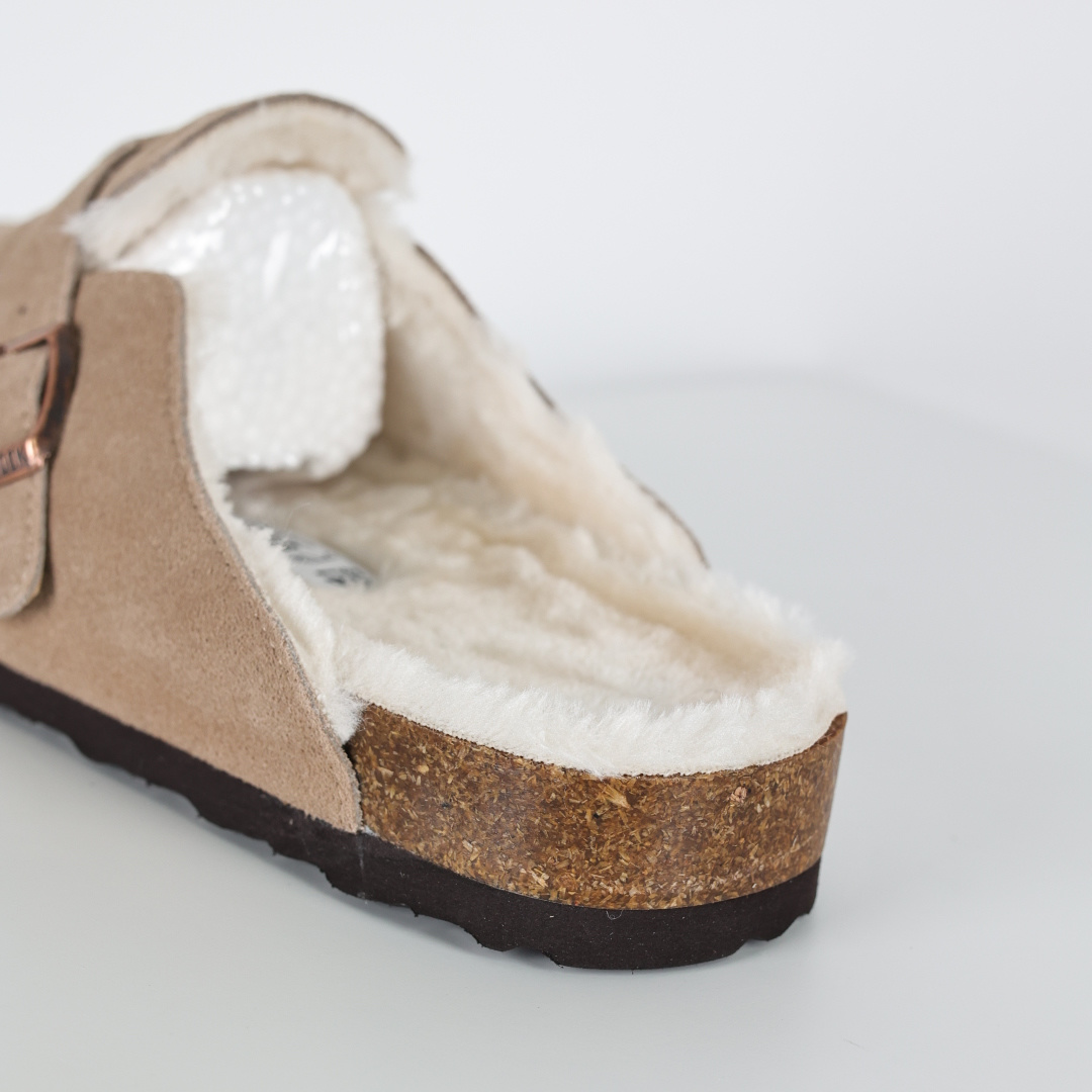 勃肯 加毛懒人拖鞋 博肯Birkenstock Birkenstock LondSuede Leather 伦敦系列包头平底复古软木底休闲拖鞋