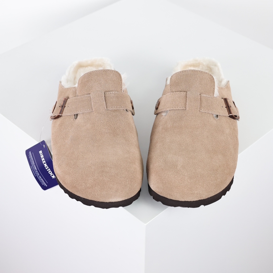 勃肯 加毛懒人拖鞋 博肯Birkenstock Birkenstock LondSuede Leather 伦敦系列包头平底复古软木底休闲拖鞋