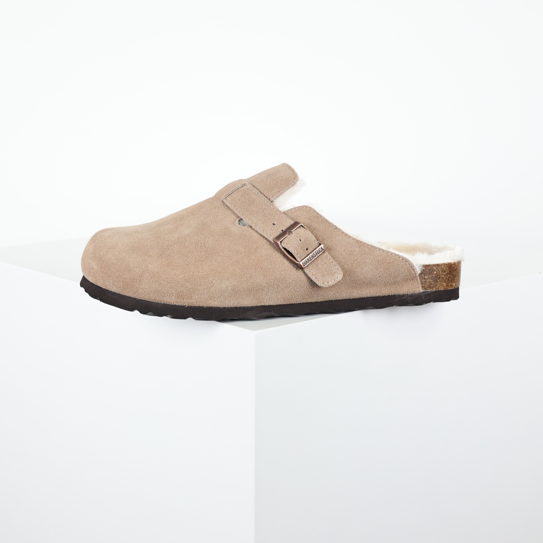 勃肯 加毛懒人拖鞋 博肯Birkenstock Birkenstock LondSuede Leather 伦敦系列包头平底复古软木底休闲拖鞋