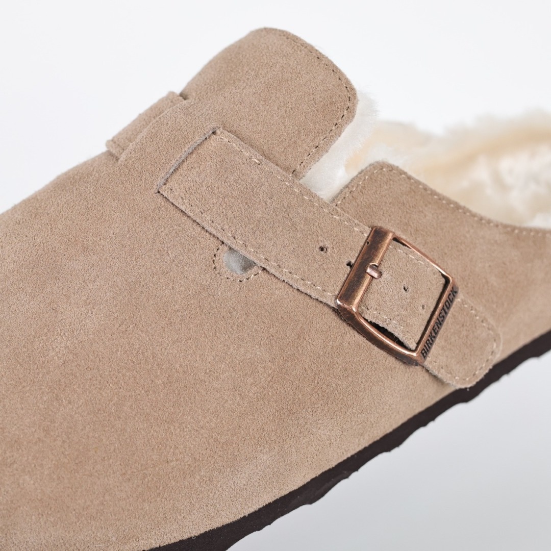 勃肯 加毛懒人拖鞋 博肯Birkenstock Birkenstock LondSuede Leather 伦敦系列包头平底复古软木底休闲拖鞋