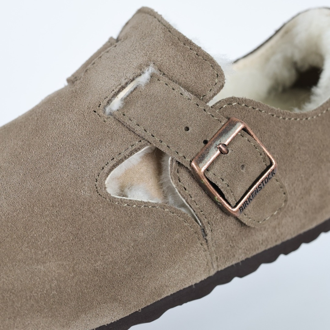 290 勃肯棕色 全包式懒人加毛单鞋 博肯Birkenstock Birkenstock London Suede Leather 伦敦系列包头平底复古软木底休闲单鞋