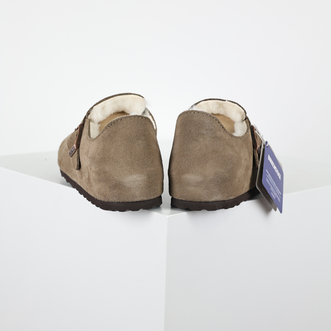 290 勃肯棕色 全包式懒人加毛单鞋 博肯Birkenstock Birkenstock London Suede Leather 伦敦系列包头平底复古软木底休闲单鞋