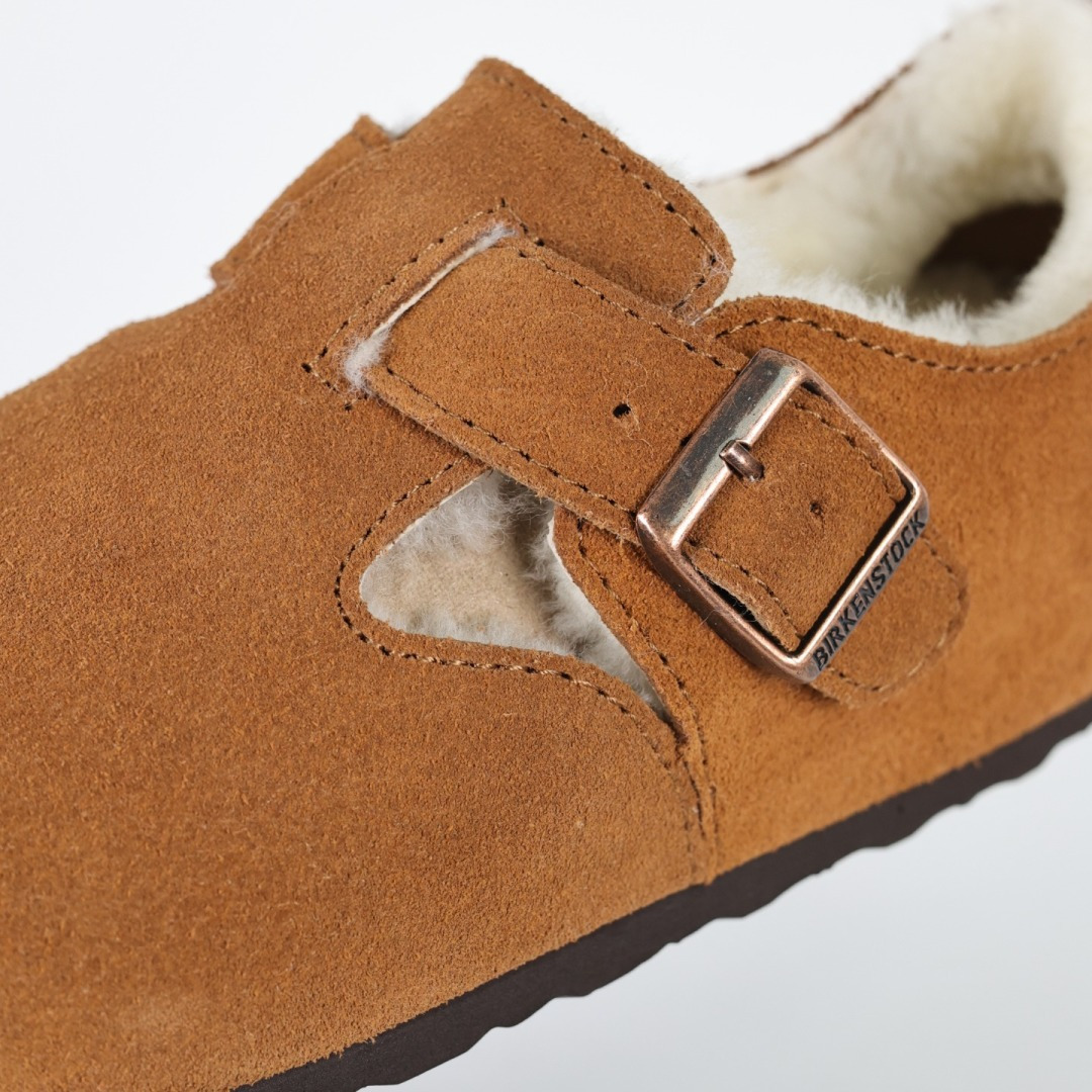 290 勃肯栗色 全包式懒人加毛单鞋 博肯Birkenstock Birkenstock London Suede Leather 伦敦系列包头平底复古软木底休闲单鞋