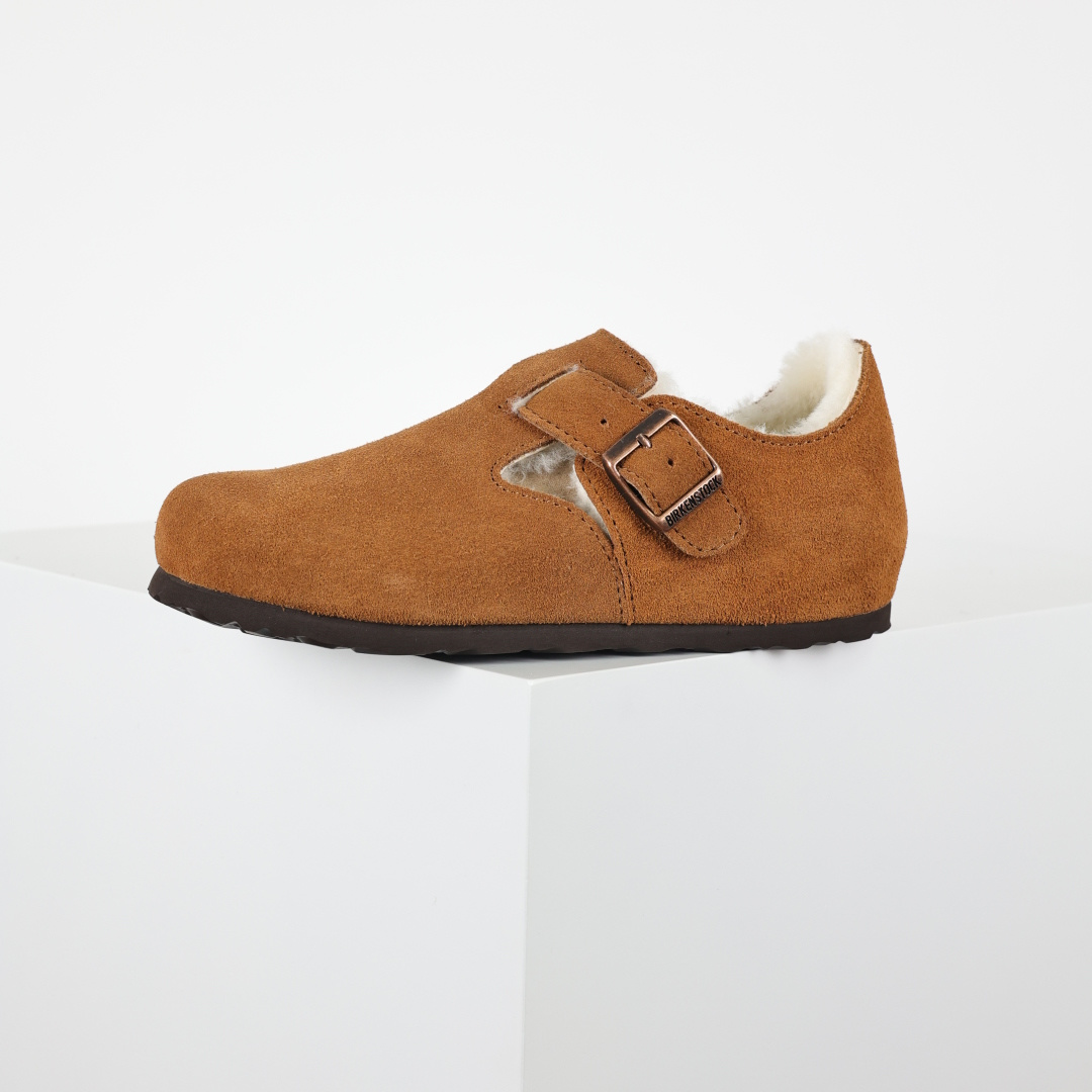 290 勃肯栗色 全包式懒人加毛单鞋 博肯Birkenstock Birkenstock London Suede Leather 伦敦系列包头平底复古软木底休闲单鞋