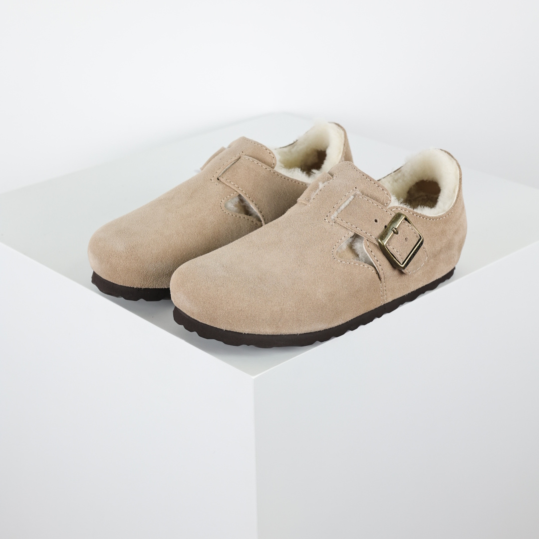 290 勃肯沙色 全包式懒人加毛单鞋 博肯Birkenstock Birkenstock London Suede Leather 伦敦系列包头平底复古软木底休闲单鞋