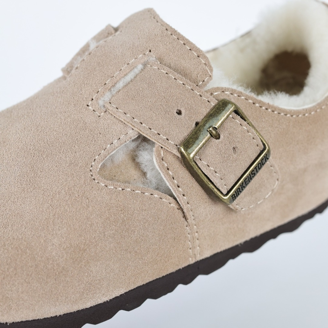 290 勃肯沙色 全包式懒人加毛单鞋 博肯Birkenstock Birkenstock London Suede Leather 伦敦系列包头平底复古软木底休闲单鞋