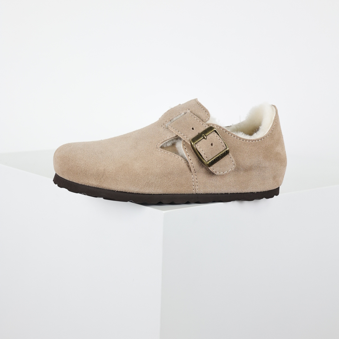 290 勃肯沙色 全包式懒人加毛单鞋 博肯Birkenstock Birkenstock London Suede Leather 伦敦系列包头平底复古软木底休闲单鞋