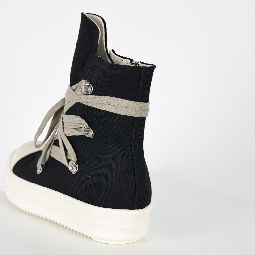 名称疯狂绑带细鞋带帆布高帮大匡威 RO / Rick Owens 瑞克·欧文斯 DRKSHDW 款式 大匡威/西瓜头/细鞋带/疯狂绑带/帆布款/高帮 面料