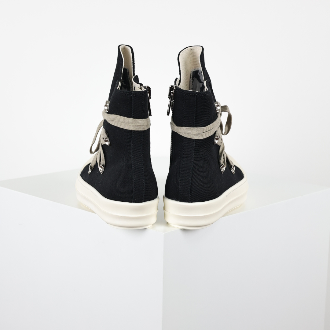 名称疯狂绑带细鞋带帆布高帮大匡威 RO / Rick Owens 瑞克·欧文斯 DRKSHDW 款式 大匡威/西瓜头/细鞋带/疯狂绑带/帆布款/高帮 面料