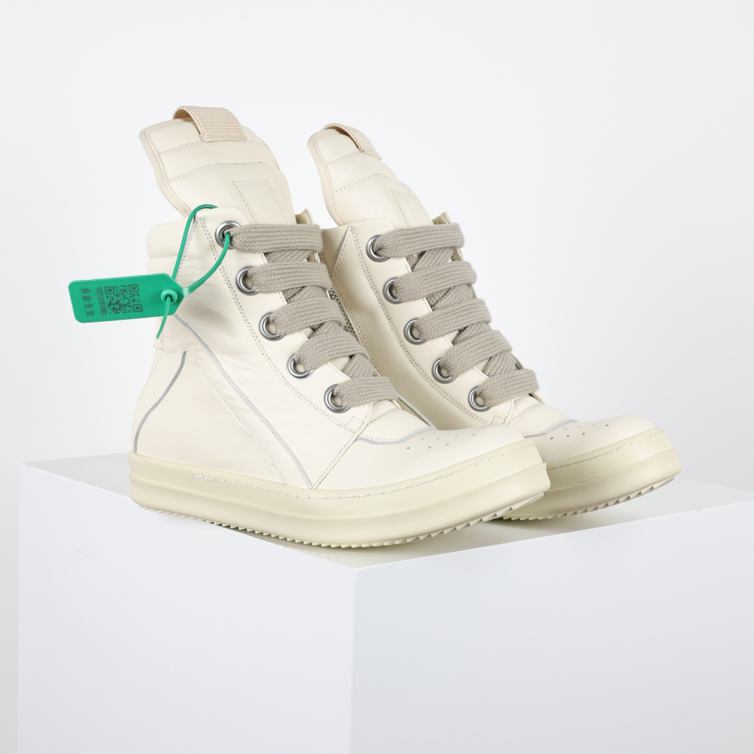 X1 RO欧文斯Rickowens 主线高帮 经典西瓜头款式“RO高帮倒三角纯白粗鞋带”-Top High Quatity Cheap Sneakers Fashion Clothing Clothes Bags handbags Shoes of all Brand wholesale With The best Quality And Beautiful Price from China Factory Chinese suppliers wholesaler seller X1 RO欧文斯Rickowens 主线高帮 经典西瓜头款式“RO高帮倒三角纯白粗鞋带”