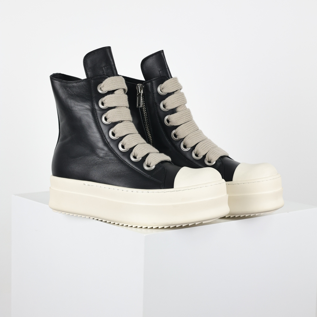 RO欧文斯Rickowens 主线高帮 经典西瓜头款式“RO西瓜头高帮黑皮厚底”-Top High Quatity Cheap Sneakers Fashion Clothing Clothes Bags handbags Shoes of all Brand wholesale With The best Quality And Beautiful Price from China Factory Chinese suppliers wholesaler seller RO欧文斯Rickowens 主线高帮 经典西瓜头款式“RO西瓜头高帮黑皮厚底”