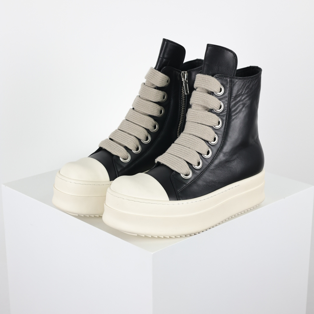 RO欧文斯Rickowens 主线高帮 经典西瓜头款式“RO西瓜头高帮黑皮厚底”-Top High Quatity Cheap Sneakers Fashion Clothing Clothes Bags handbags Shoes of all Brand wholesale With The best Quality And Beautiful Price from China Factory Chinese suppliers wholesaler seller RO欧文斯Rickowens 主线高帮 经典西瓜头款式“RO西瓜头高帮黑皮厚底”