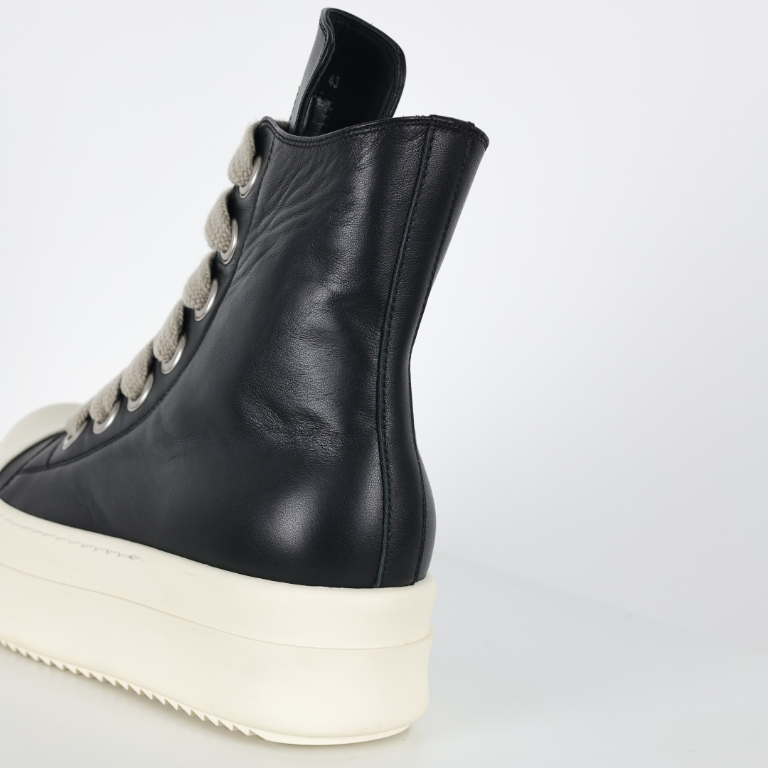 RO欧文斯Rickowens 主线高帮 经典西瓜头款式“RO西瓜头高帮黑皮厚底”-Top High Quatity Cheap Sneakers Fashion Clothing Clothes Bags handbags Shoes of all Brand wholesale With The best Quality And Beautiful Price from China Factory Chinese suppliers wholesaler seller RO欧文斯Rickowens 主线高帮 经典西瓜头款式“RO西瓜头高帮黑皮厚底”