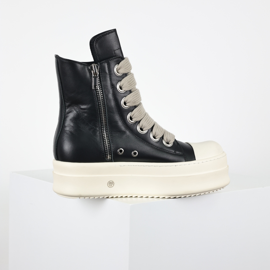 RO欧文斯Rickowens 主线高帮 经典西瓜头款式“RO西瓜头高帮黑皮厚底”-Top High Quatity Cheap Sneakers Fashion Clothing Clothes Bags handbags Shoes of all Brand wholesale With The best Quality And Beautiful Price from China Factory Chinese suppliers wholesaler seller RO欧文斯Rickowens 主线高帮 经典西瓜头款式“RO西瓜头高帮黑皮厚底”