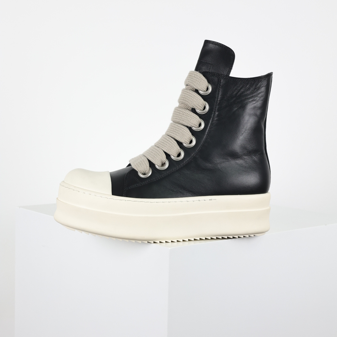 RO欧文斯Rickowens 主线高帮 经典西瓜头款式“RO西瓜头高帮黑皮厚底”-Top High Quatity Cheap Sneakers Fashion Clothing Clothes Bags handbags Shoes of all Brand wholesale With The best Quality And Beautiful Price from China Factory Chinese suppliers wholesaler seller RO欧文斯Rickowens 主线高帮 经典西瓜头款式“RO西瓜头高帮黑皮厚底”