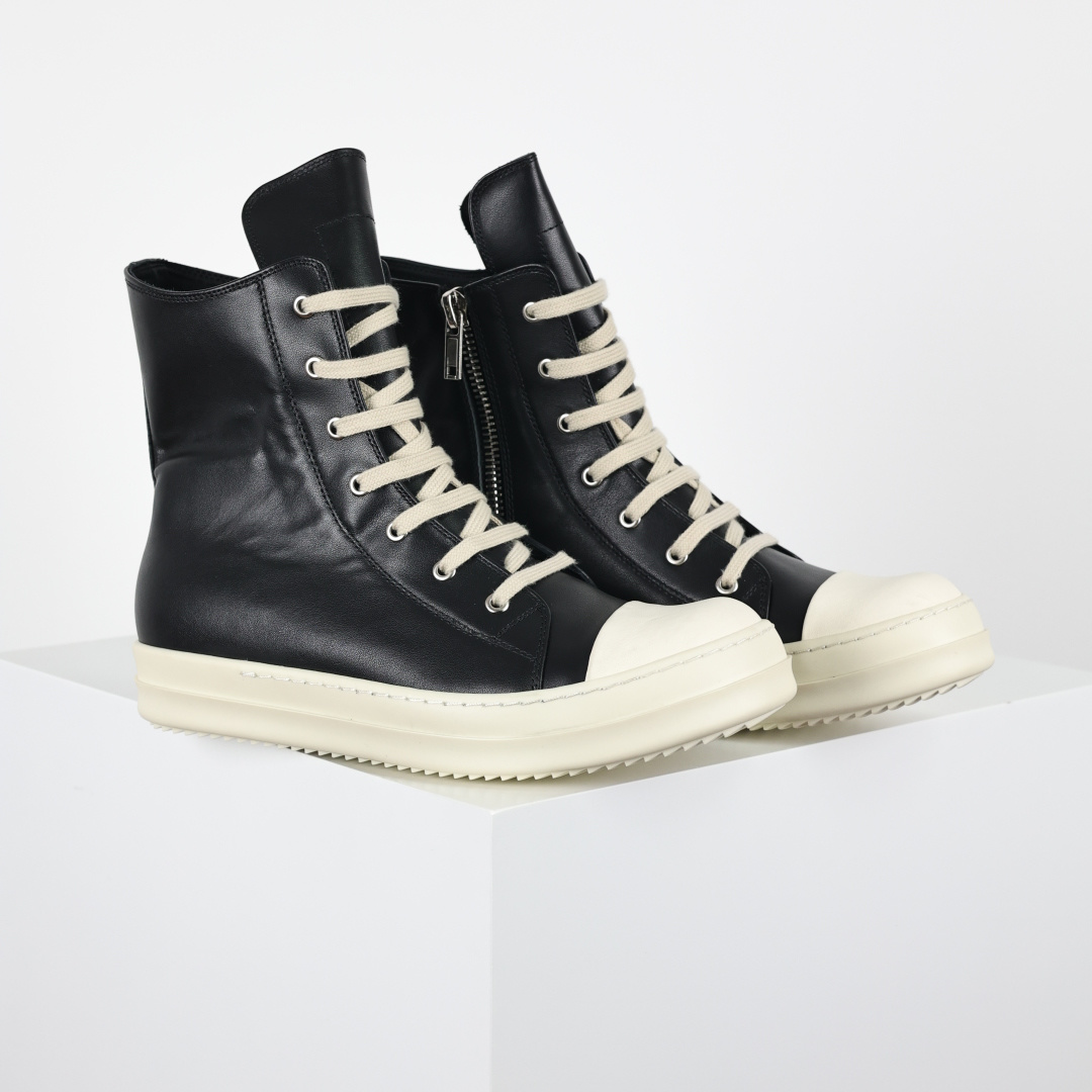 RO欧文斯Rickowens 主线高帮 经典西瓜头款式“RO西瓜头高帮黑皮细带”-Top High Quatity Cheap Sneakers Fashion Clothing Clothes Bags handbags Shoes of all Brand wholesale With The best Quality And Beautiful Price from China Factory Chinese suppliers wholesaler seller RO欧文斯Rickowens 主线高帮 经典西瓜头款式“RO西瓜头高帮黑皮细带”