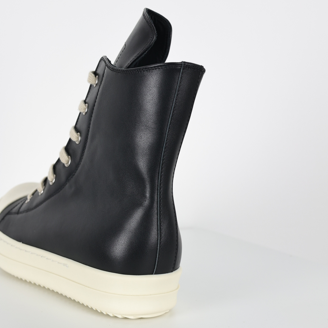 RO欧文斯Rickowens 主线高帮 经典西瓜头款式“RO西瓜头高帮黑皮细带”-Top High Quatity Cheap Sneakers Fashion Clothing Clothes Bags handbags Shoes of all Brand wholesale With The best Quality And Beautiful Price from China Factory Chinese suppliers wholesaler seller RO欧文斯Rickowens 主线高帮 经典西瓜头款式“RO西瓜头高帮黑皮细带”