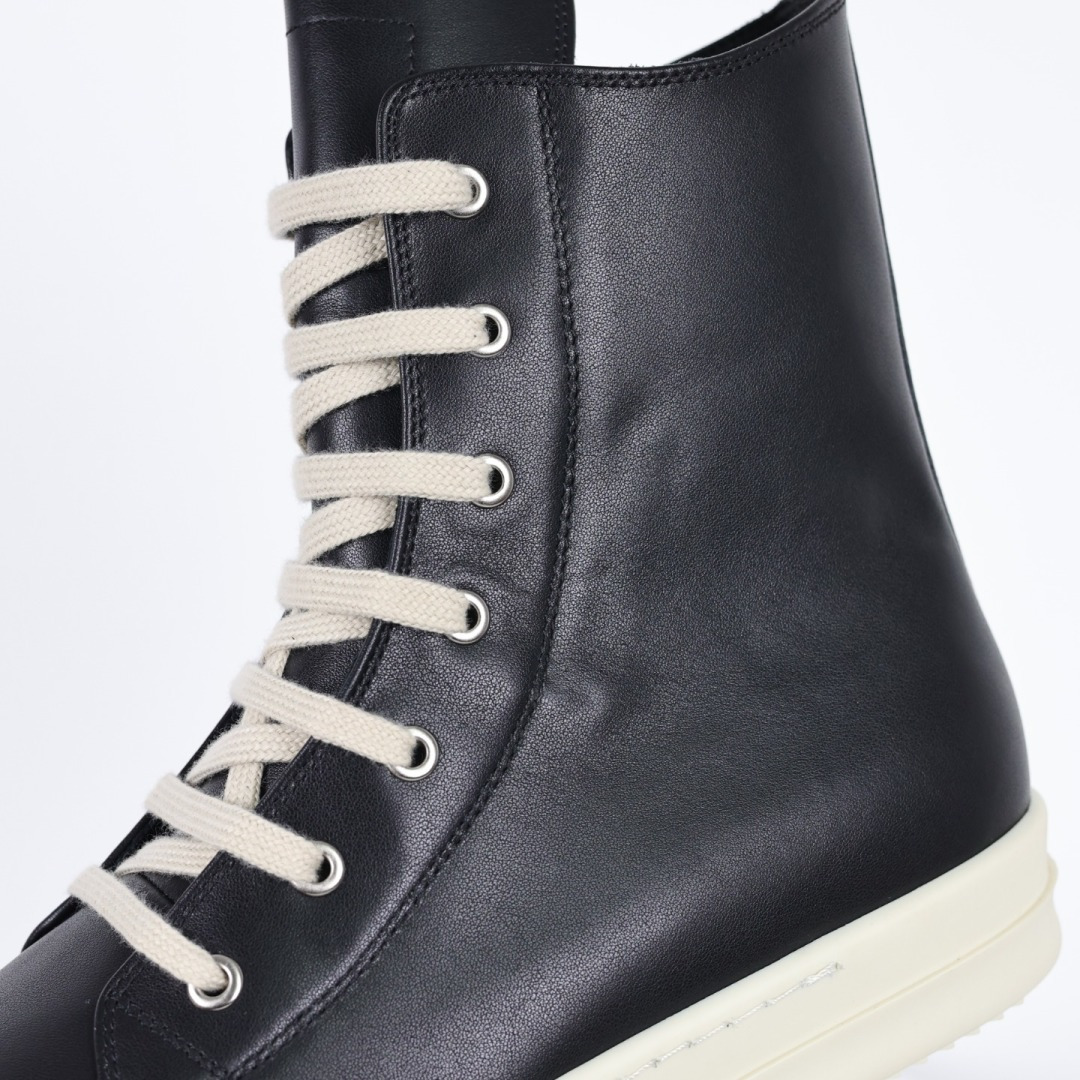 RO欧文斯Rickowens 主线高帮 经典西瓜头款式“RO西瓜头高帮黑皮细带”-Top High Quatity Cheap Sneakers Fashion Clothing Clothes Bags handbags Shoes of all Brand wholesale With The best Quality And Beautiful Price from China Factory Chinese suppliers wholesaler seller RO欧文斯Rickowens 主线高帮 经典西瓜头款式“RO西瓜头高帮黑皮细带”
