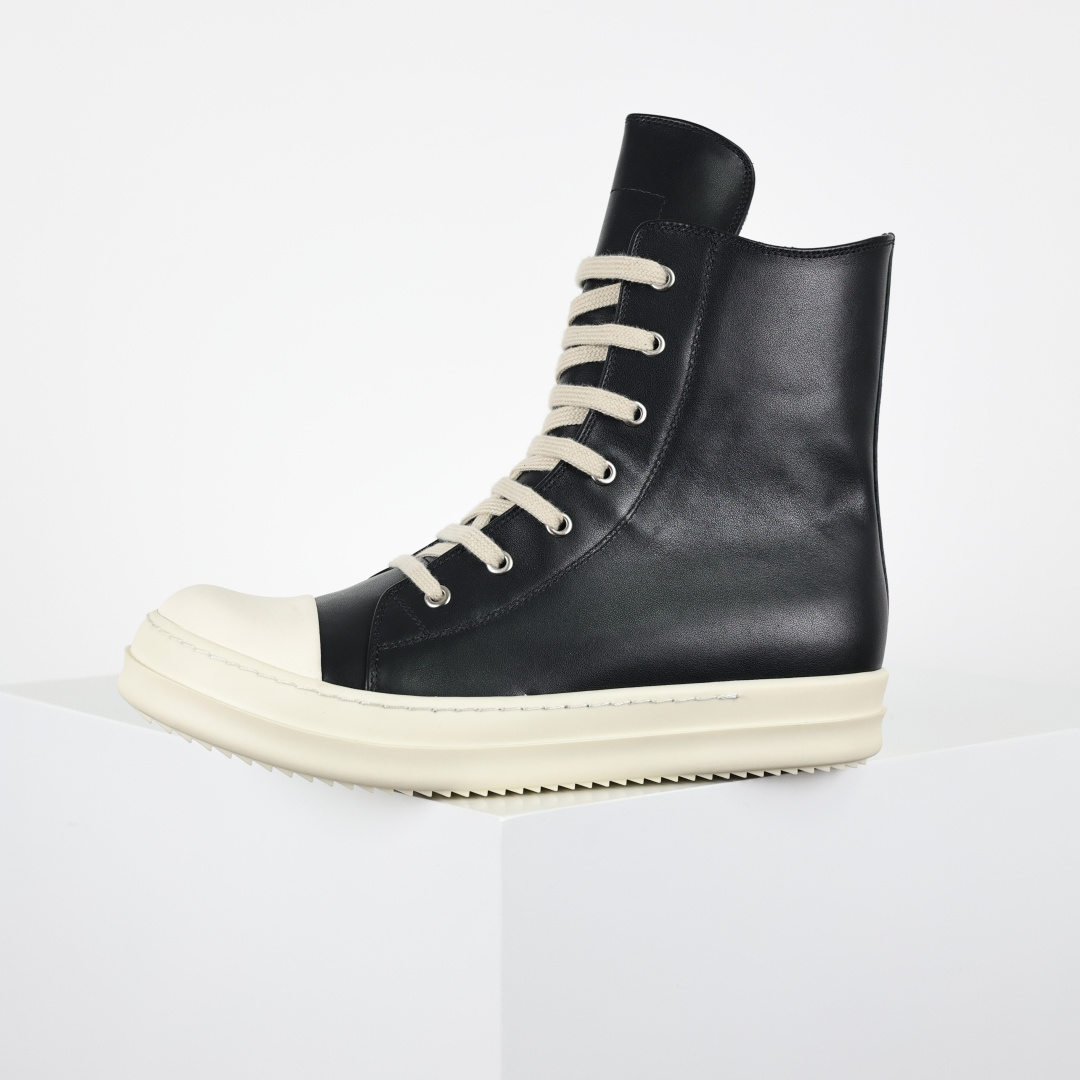 RO欧文斯Rickowens 主线高帮 经典西瓜头款式“RO西瓜头高帮黑皮细带”-Top High Quatity Cheap Sneakers Fashion Clothing Clothes Bags handbags Shoes of all Brand wholesale With The best Quality And Beautiful Price from China Factory Chinese suppliers wholesaler seller RO欧文斯Rickowens 主线高帮 经典西瓜头款式“RO西瓜头高帮黑皮细带”