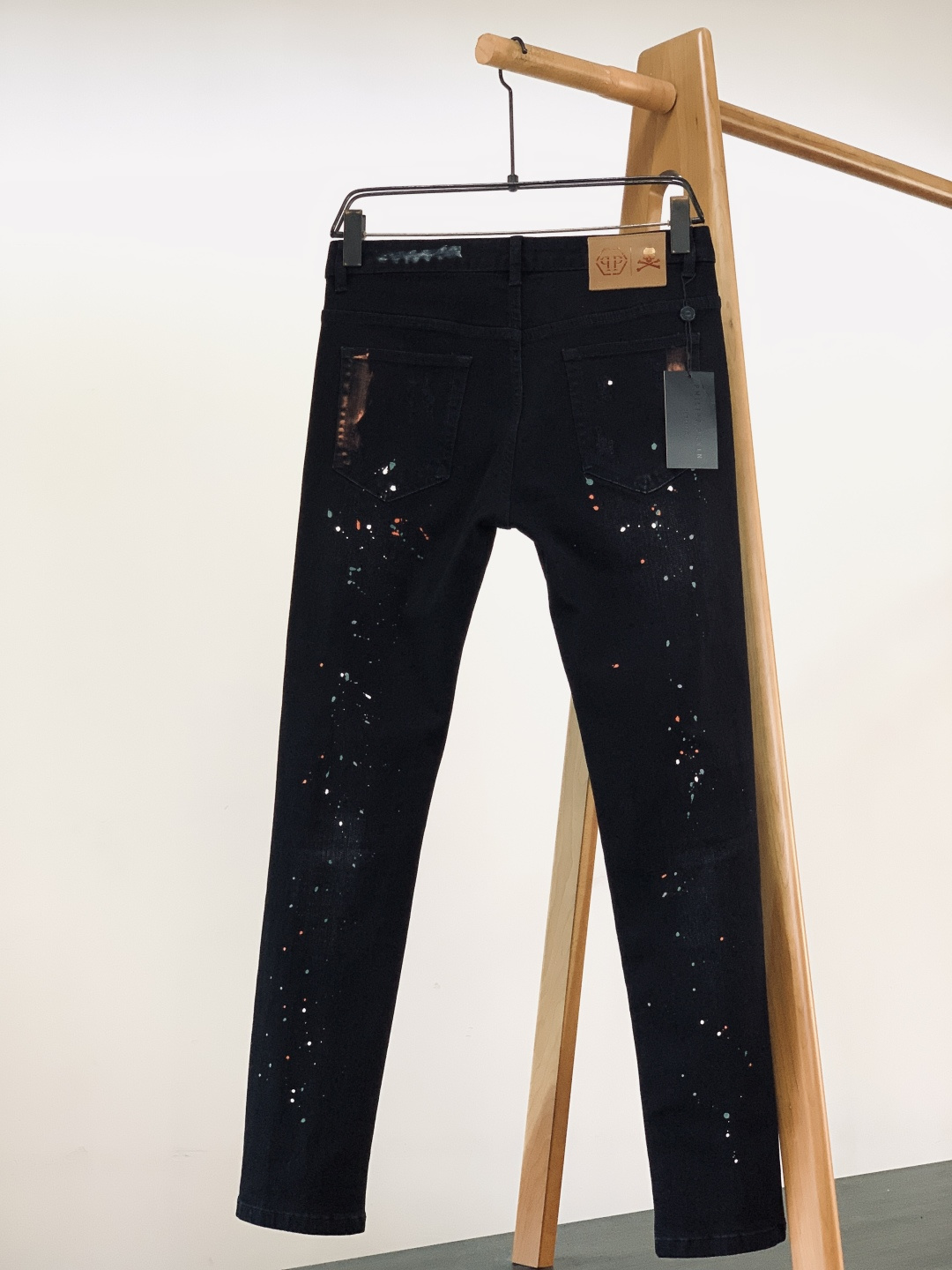 PhiliPP Plein 菲利普.普兰茵 2025FW早秋新品重工破洞泼墨牛仔裤👖纯黑牛仔+泼墨涂鸦+