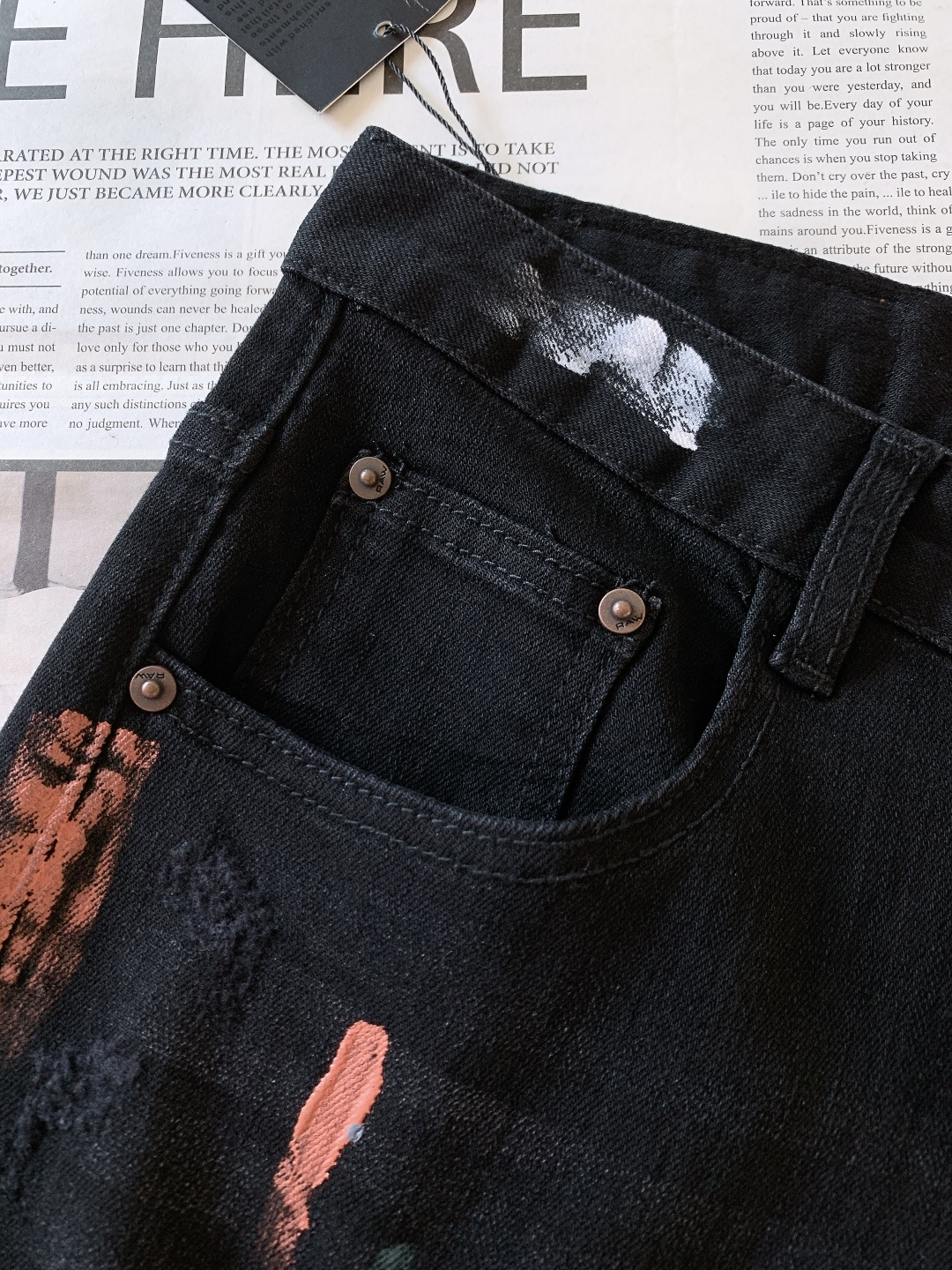 PhiliPP Plein 菲利普.普兰茵 2025FW早秋新品重工破洞泼墨牛仔裤👖纯黑牛仔+泼墨涂鸦+