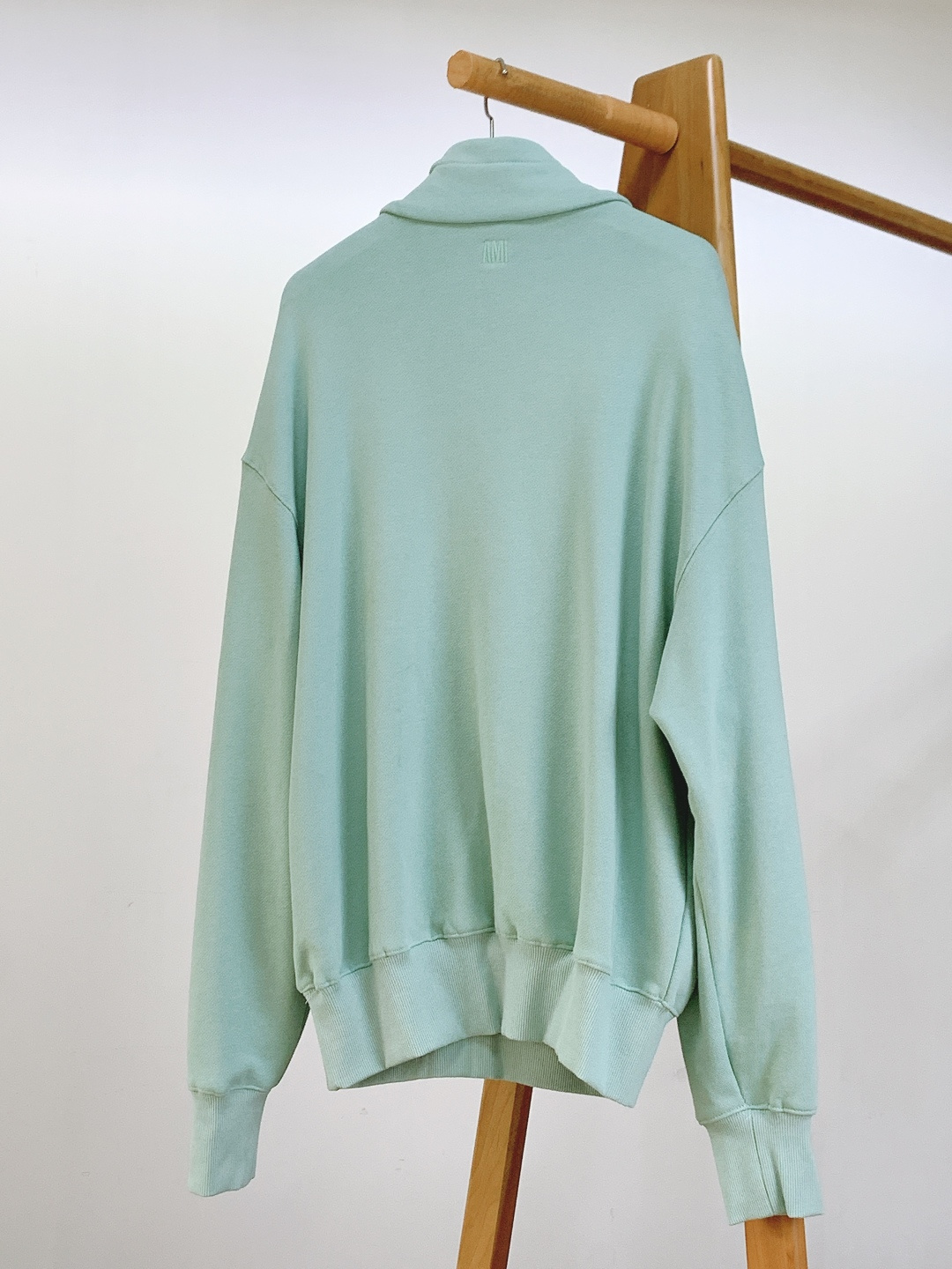 Ami Alexandre Mattiussi Ami de Coeur半拉链爱心刺绣卫衣，细节实拍，爱