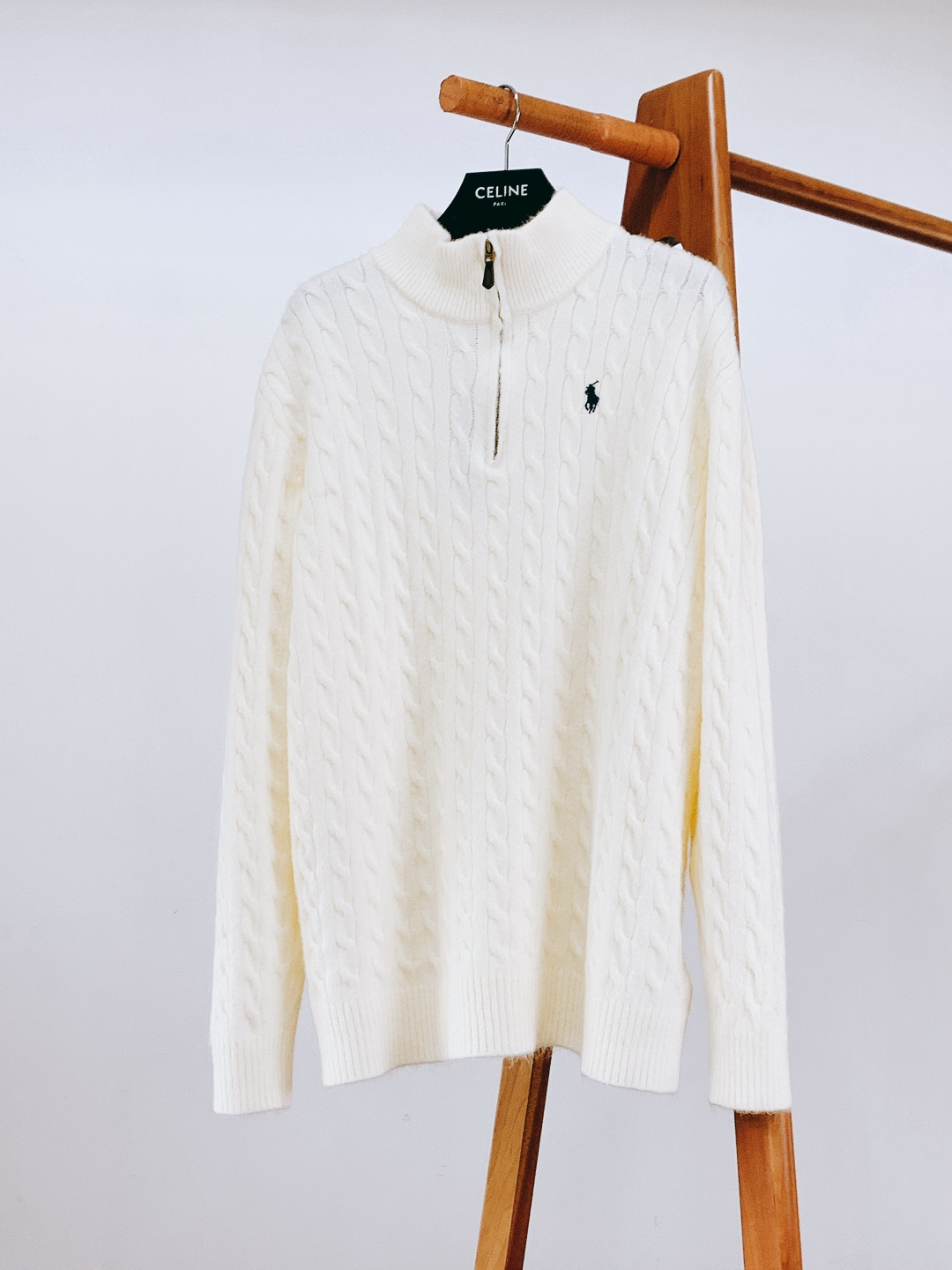 RalP🆕h Lauren 拉夫劳伦 2025FW秋冬新品 半拉链立领小马刺绣绞花编织针织衫毛衣 男女同