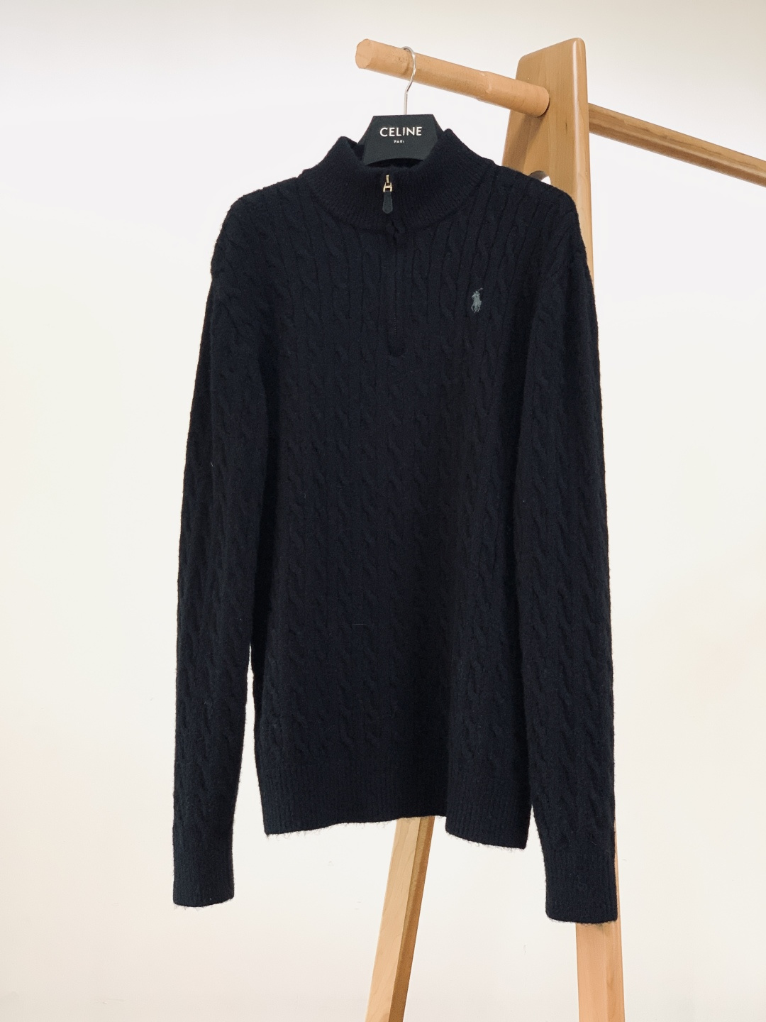 RalP🆕h Lauren 拉夫劳伦 2025FW秋冬新品 半拉链立领小马刺绣绞花编织针织衫毛衣 男女同