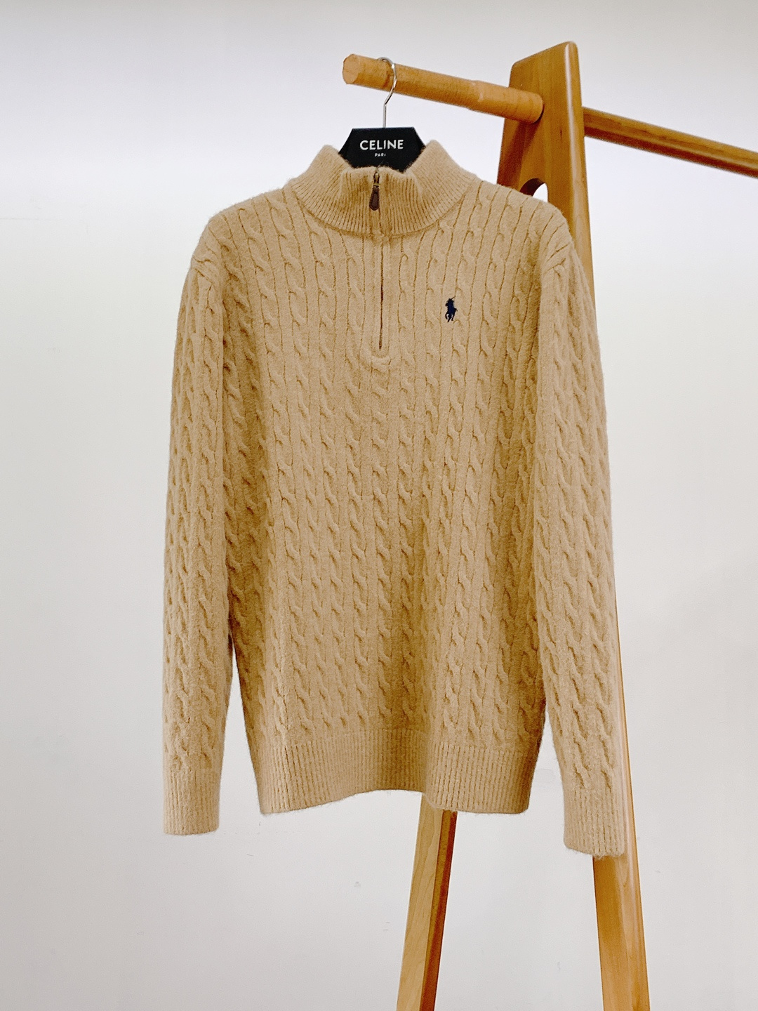 RalP🆕h Lauren 拉夫劳伦 2025FW秋冬新品 半拉链立领小马刺绣绞花编织针织衫毛衣 男女同