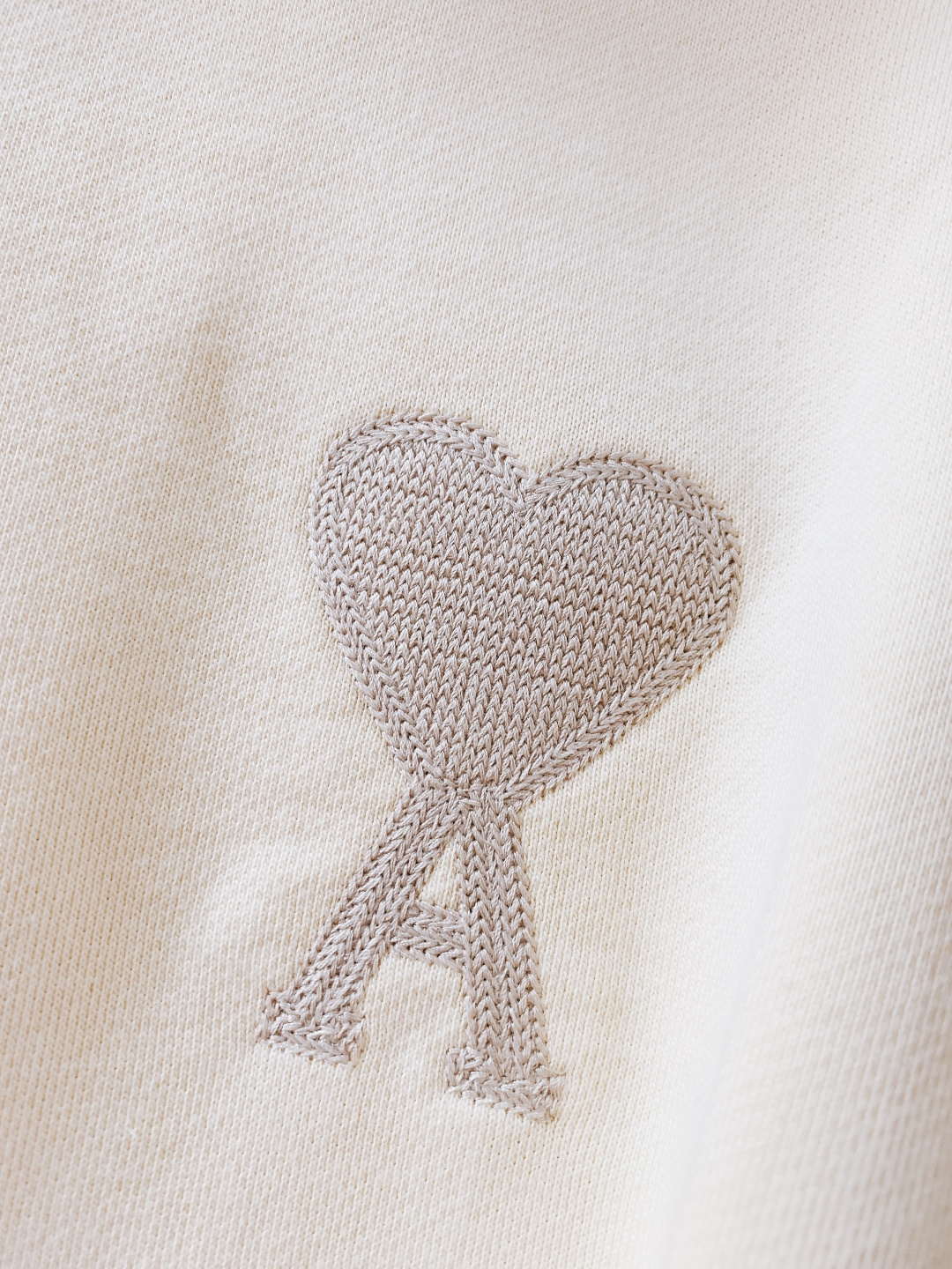 Ami Alexandre Mattiussi Ami de Coeur半拉链爱心刺绣卫衣，细节实拍，爱