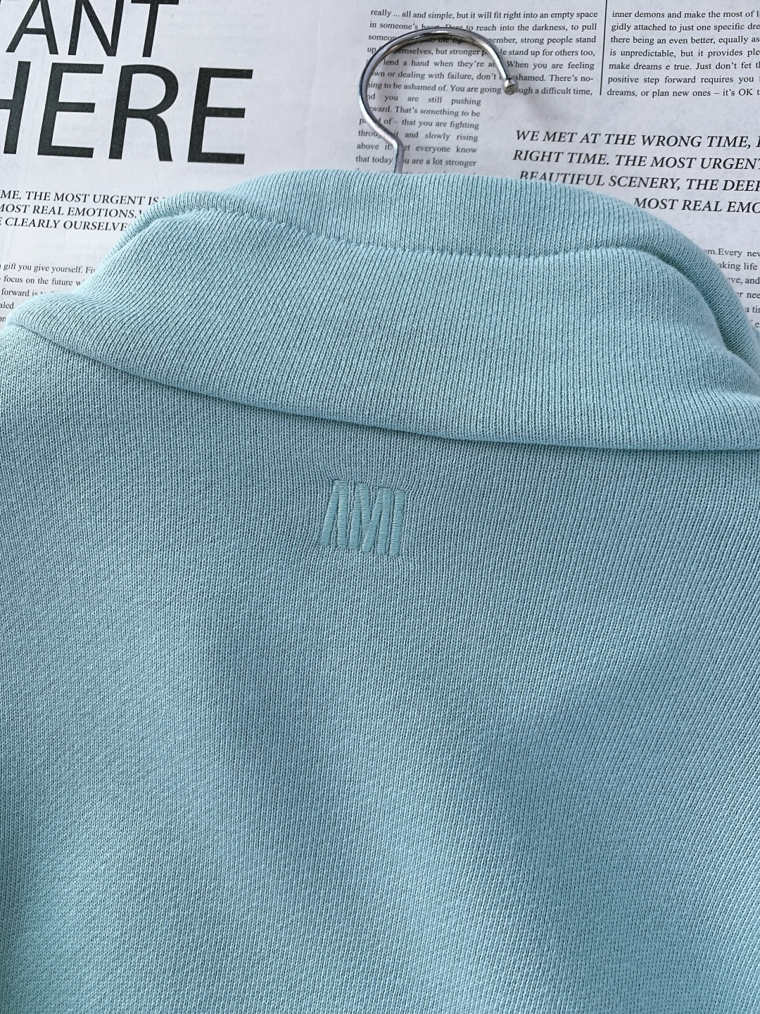 Ami Alexandre Mattiussi Ami de Coeur半拉链爱心刺绣卫衣，细节实拍，爱