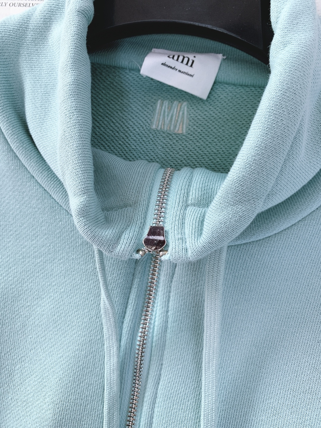 Ami Alexandre Mattiussi Ami de Coeur半拉链爱心刺绣卫衣，细节实拍，爱