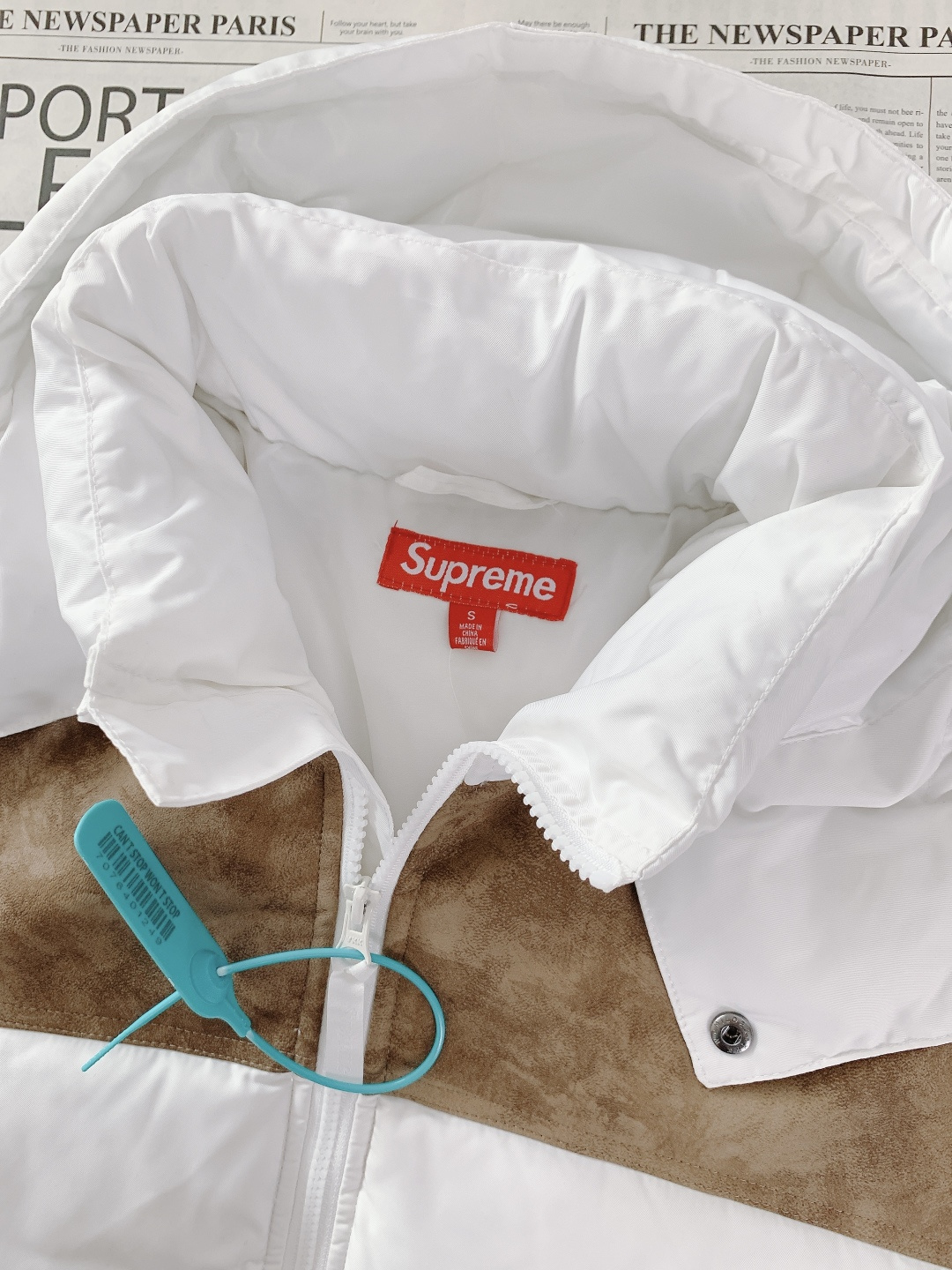 ⚠️🌾SuPreme 25FW LEATHER YOKE PUFFER JACKET皮革拼接拉链羽绒面包