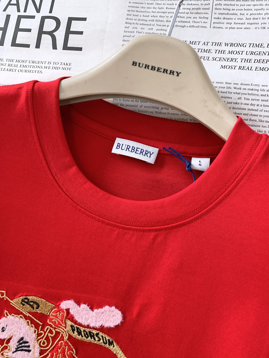 ⚠️🌾Burberry 巴宝莉 2026SS早春新品 马术骑士刺绣短袖T恤。100%葡萄牙进口高支纯棉，