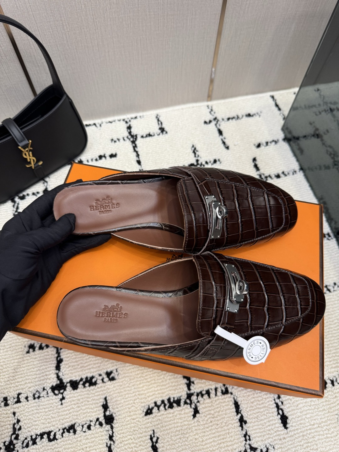 HERMES Black Oz Mule