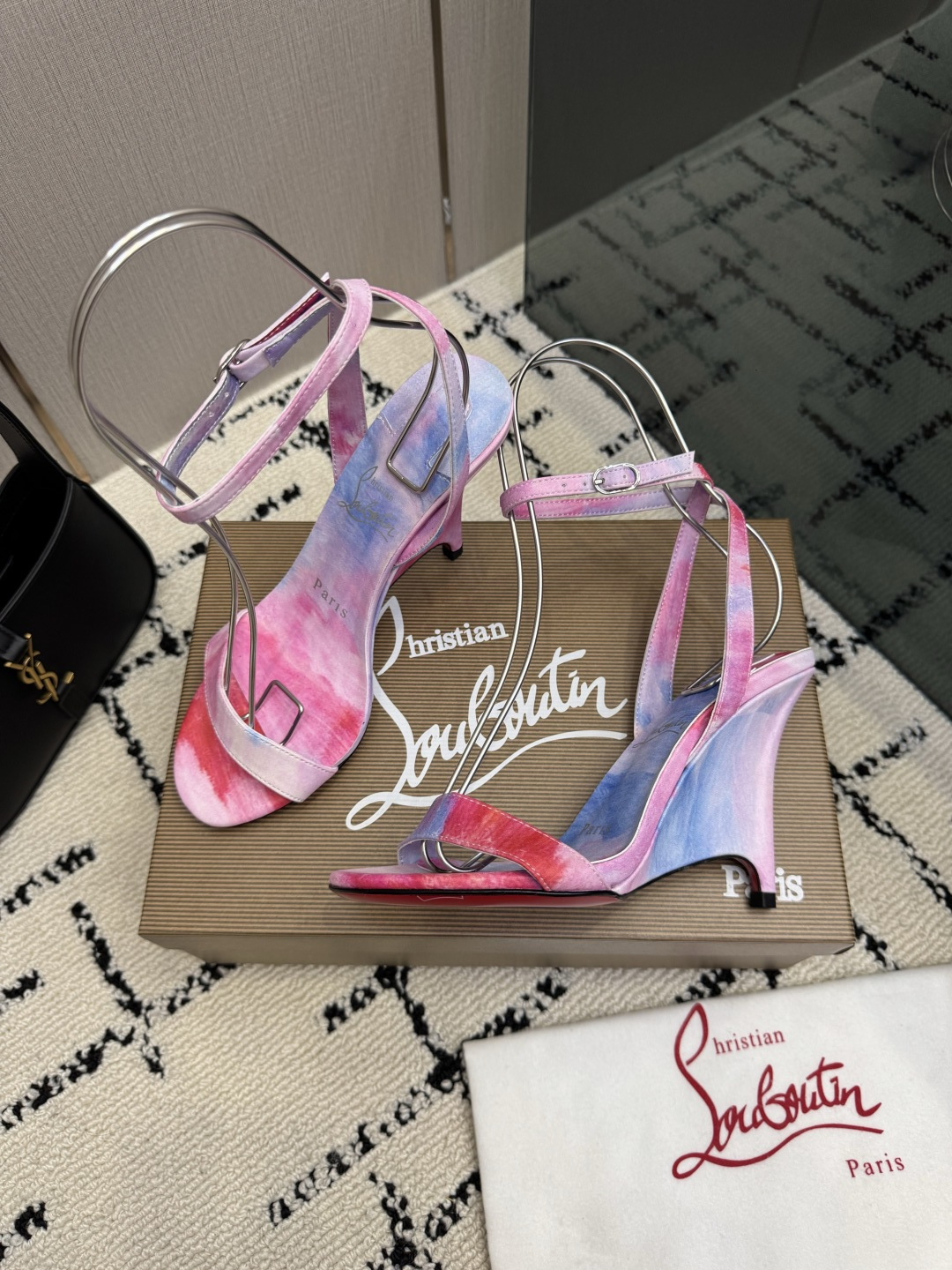 Christian Louboutin Pink Blue Wedge Sandals