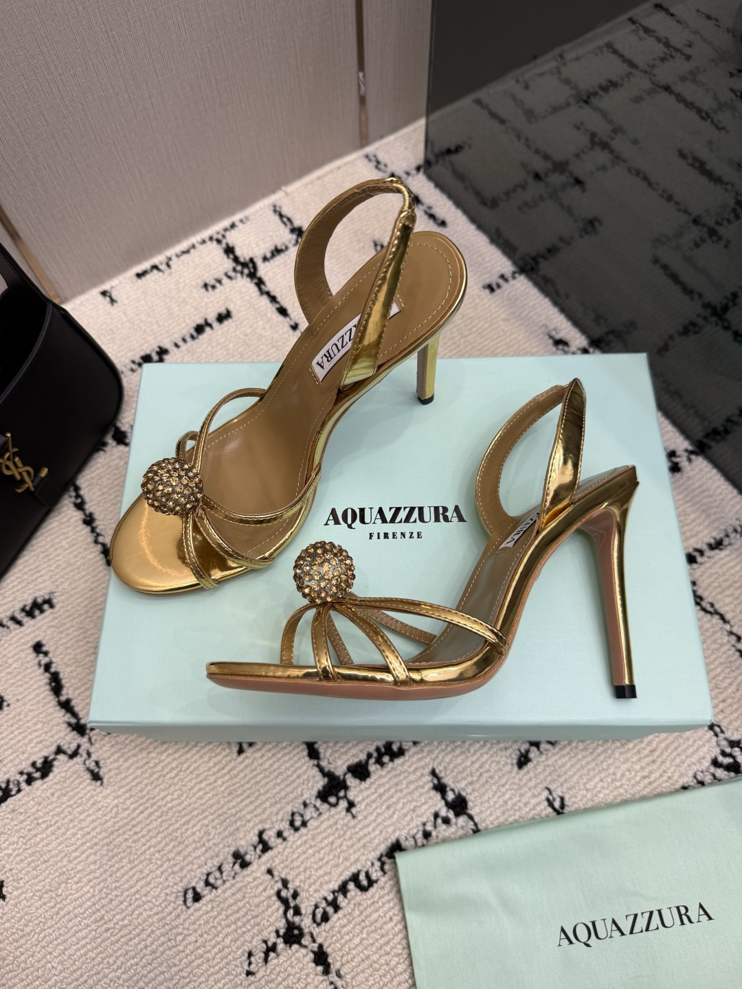 Aquazzura Gold Embellished Sandals