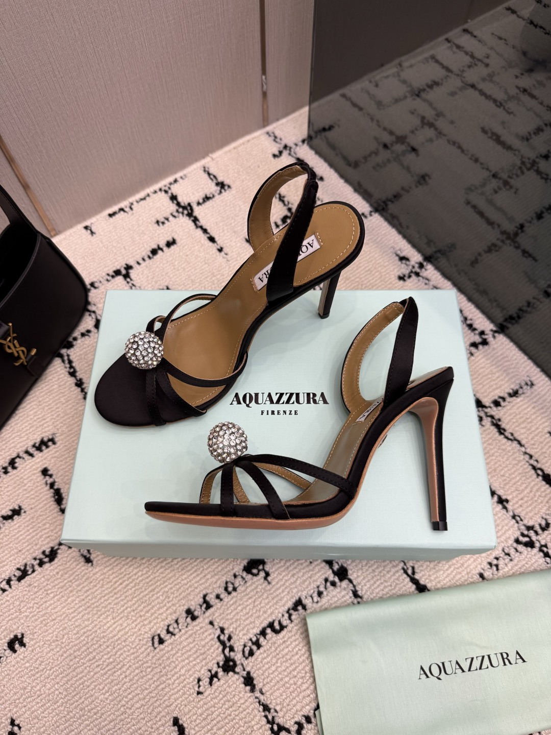 Aquazzura Black Embellished Sandals